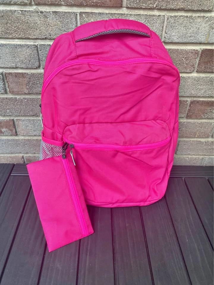 Pink Backpack with Matching Pencil Case