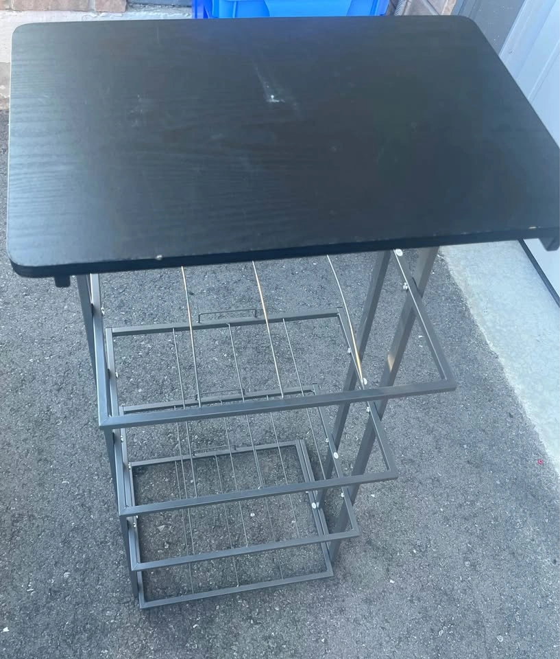 Black Standing Desk with Magazine Rack Storage - photo 5