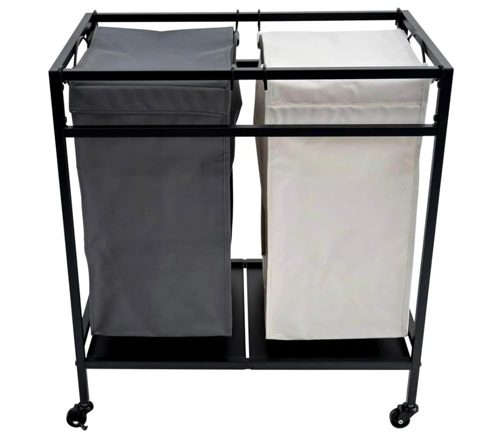 Portable Laundry Hamper with Shelves and Fabric Bags