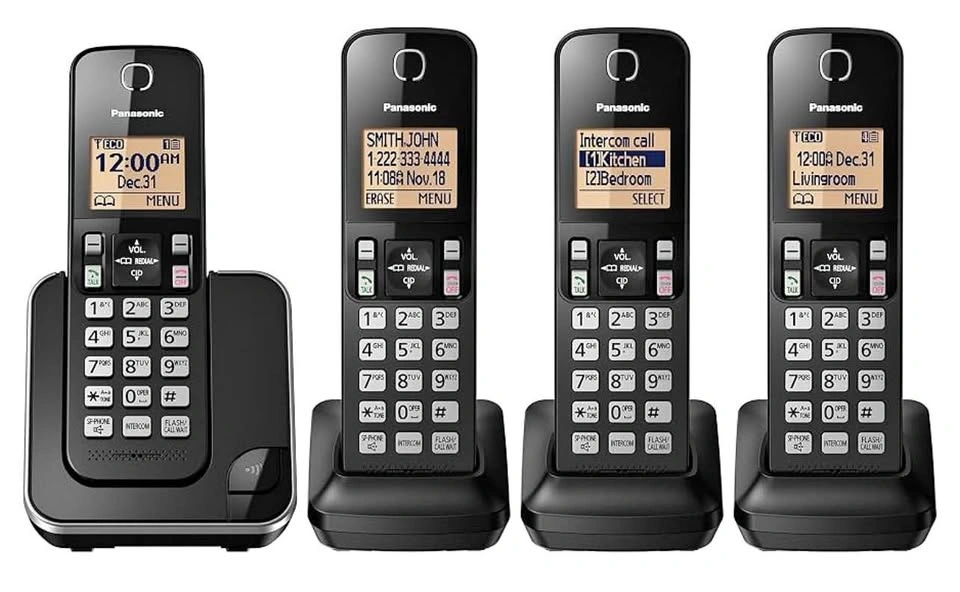 Panasonic KX-TGC384B DECT 6.0 Cordless Phone System (4 Handsets)