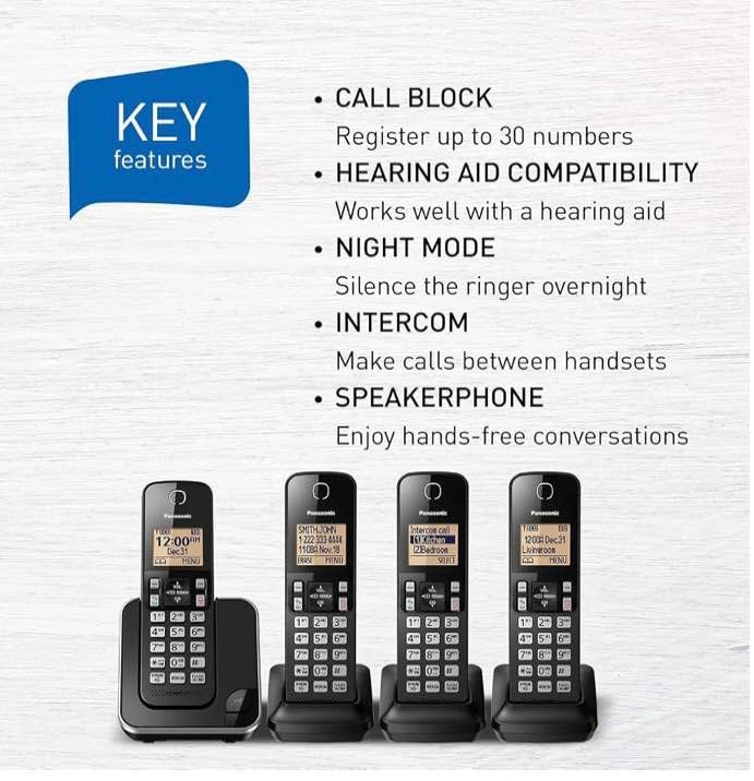 Panasonic KX-TGC384B DECT 6.0 Cordless Phone System (4 Handsets) - photo 2