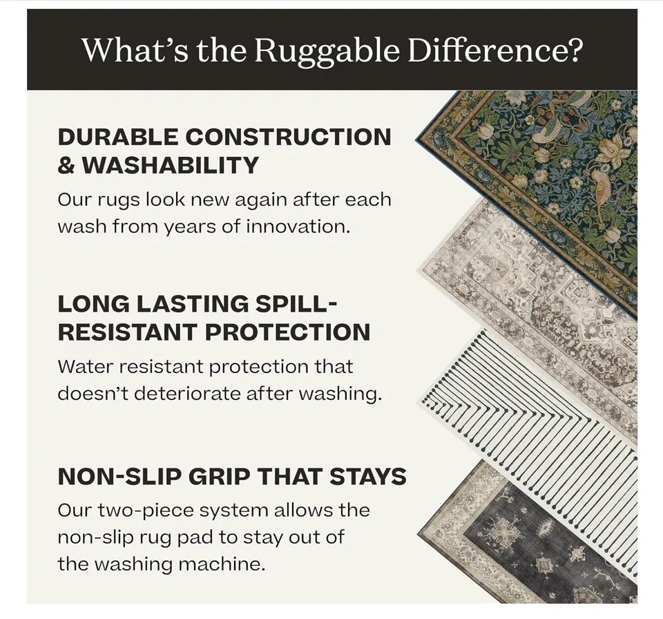 RUGGABLE Washable Damali Rug 6x9 with pad - photo 3