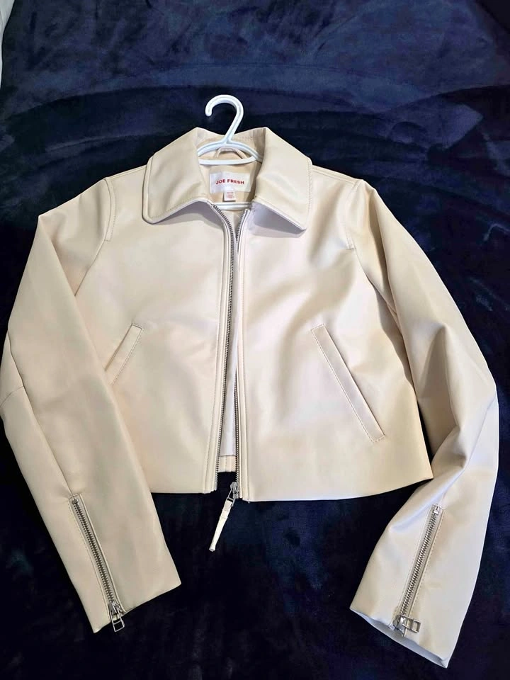 BNWOT Joe Fresh Cream Faux Leather Jacket - Size XS