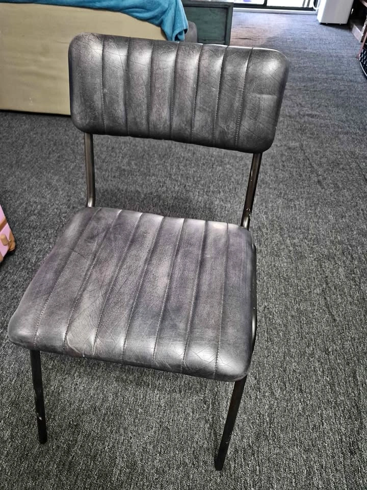 Industrial Chair and Antique Cast Iron Base Table (4 Chairs)