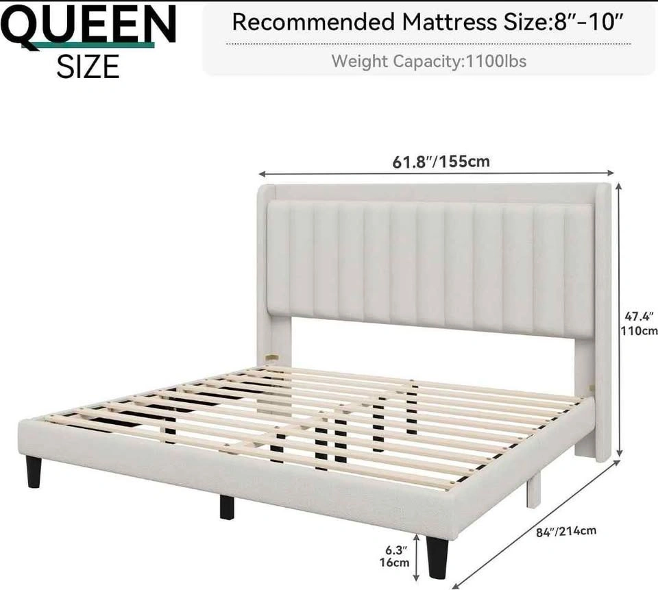 Brand New LED Queen Bed Frame Velvet - photo 3