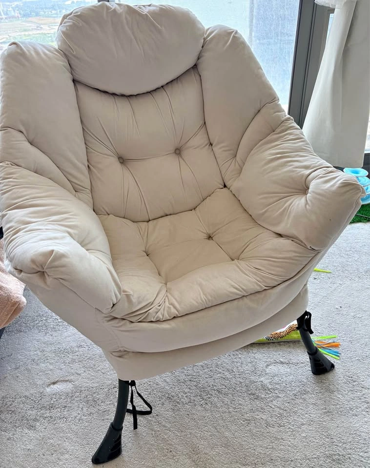 Cream Tufted Oversized Lounge Chair