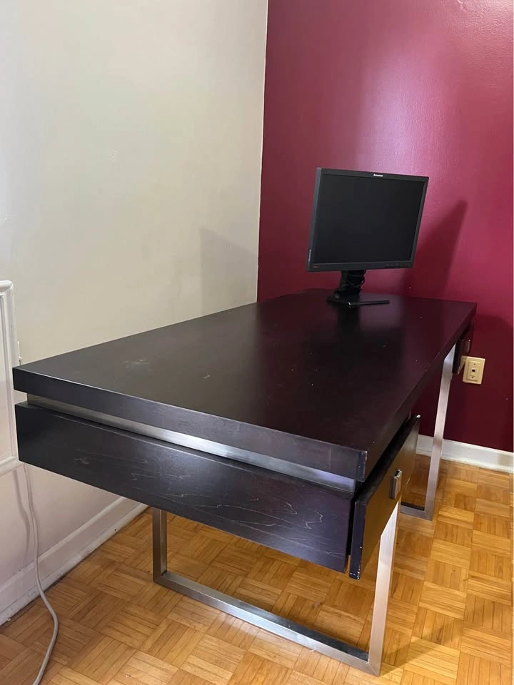 Modern Espresso Office Desk with 2 Drawers - photo 2