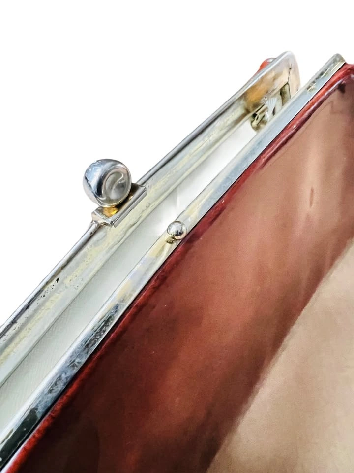 Retro Vintage Patent Leather-Style Brown Clutch (c.1950s) - photo 3