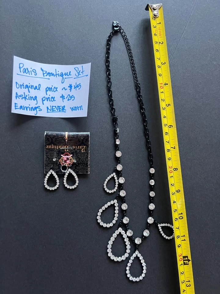 Paris Boutique Rhinestone & Black Necklace & Earring Set - photo 3
