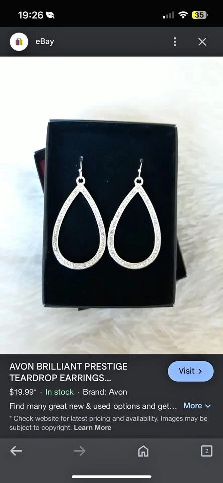 AVON Brilliant Prestige Silver-tone Teardrop Earrings