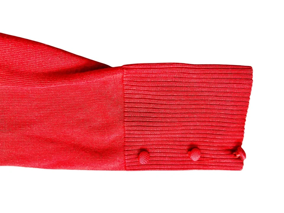Vibrant Poppy Red Mock Neck Sweater | Button Cuff | Size M - photo 3