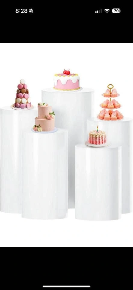 5PCS White Cylinder Cake Plinth for Parties