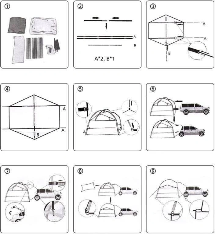 TRUNXUCL Portable Car Tent, Weatherproof Tailgate Tent - photo 5