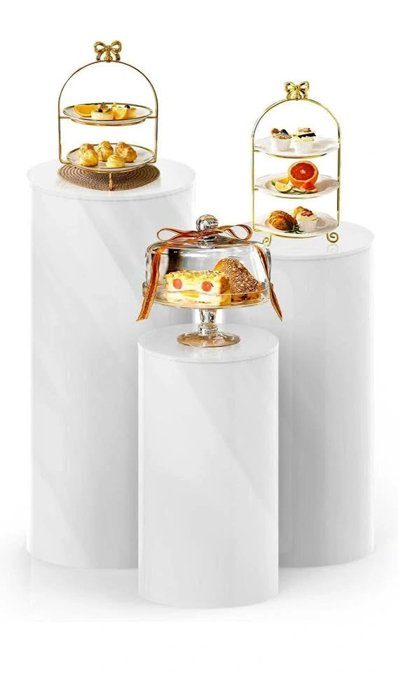 Barlezy 3Pcs Cylinder Pedestal Stands, White