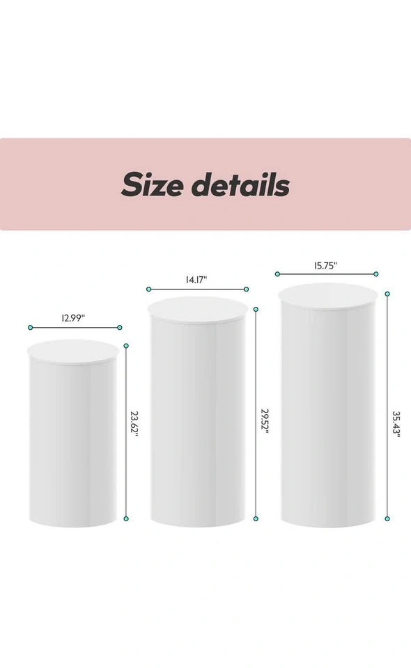 Barlezy 3Pcs Cylinder Pedestal Stands, White - photo 5