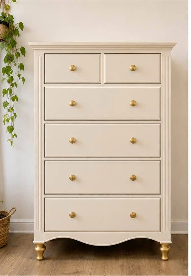 Beautiful Tall Cream Dresser - fully refinished - photo 2