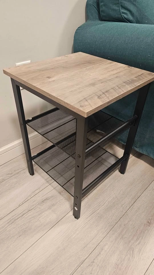 Industrial End Table with Mesh Shelves - photo 2