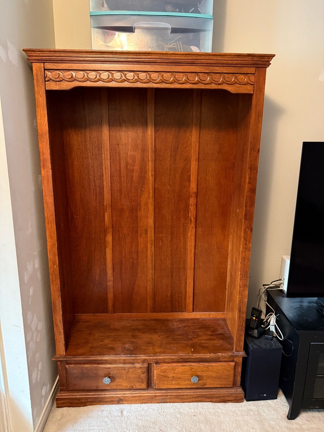 Solid Wood Armoire with Drawers