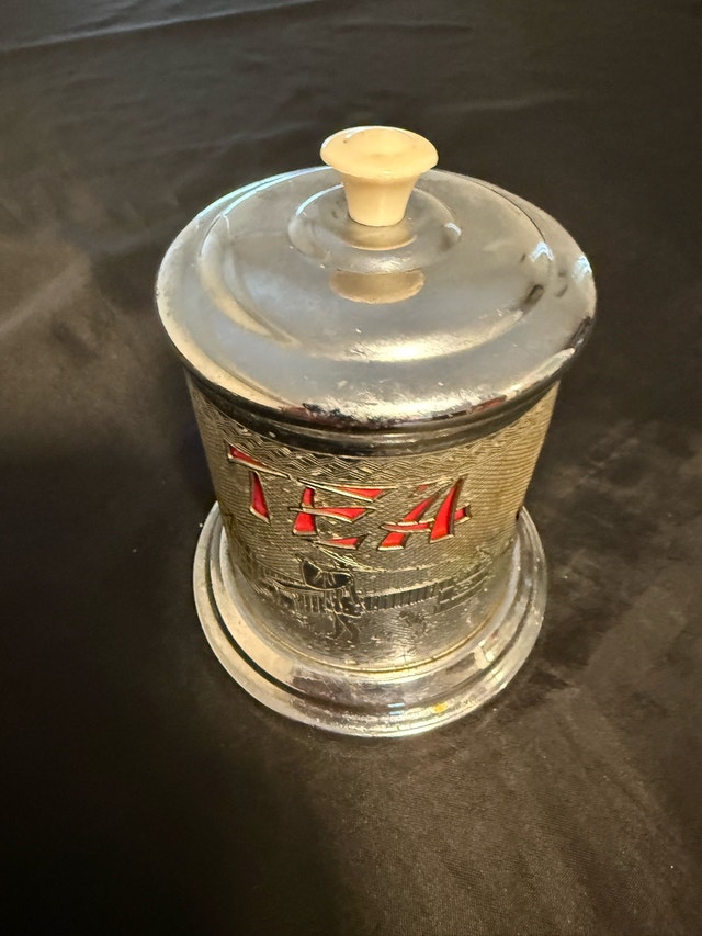 Vintage Metal Tea Canister - Red Liner
