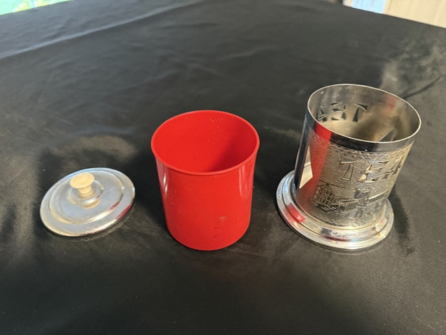 Vintage Metal Tea Canister - Red Liner - photo 3