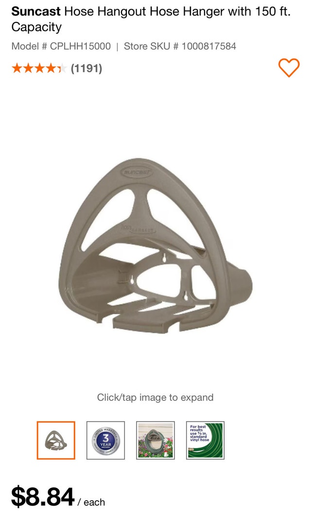 Suncast garden hose hanger