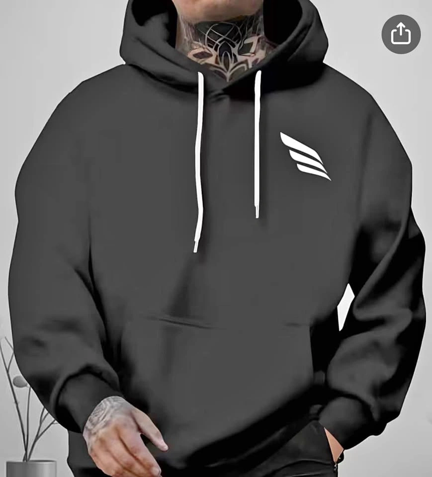 Black Pullover Hoodie with White Logo