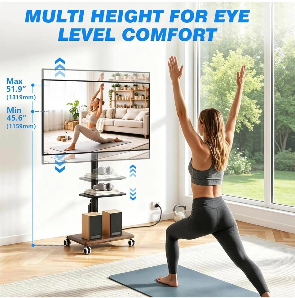 Rolling TV Stand on Wheels for 32-60” TVs with Power Outlet - photo 5