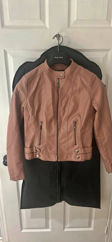 Forline Landi Faux Leather Moto Jacket in Dusty Rose