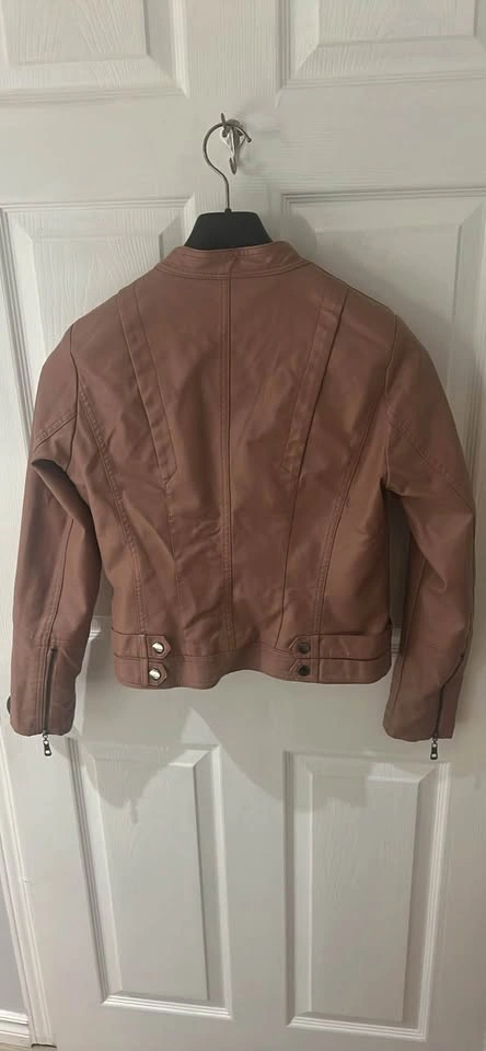 Forline Landi Faux Leather Moto Jacket in Dusty Rose - photo 2