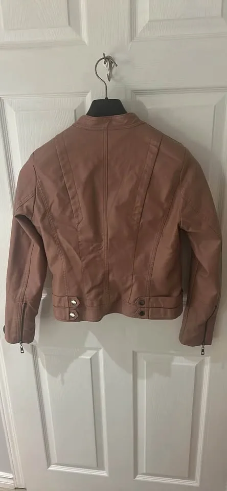 Forline Landi Faux Leather Moto Jacket in Dusty Rose - photo 2