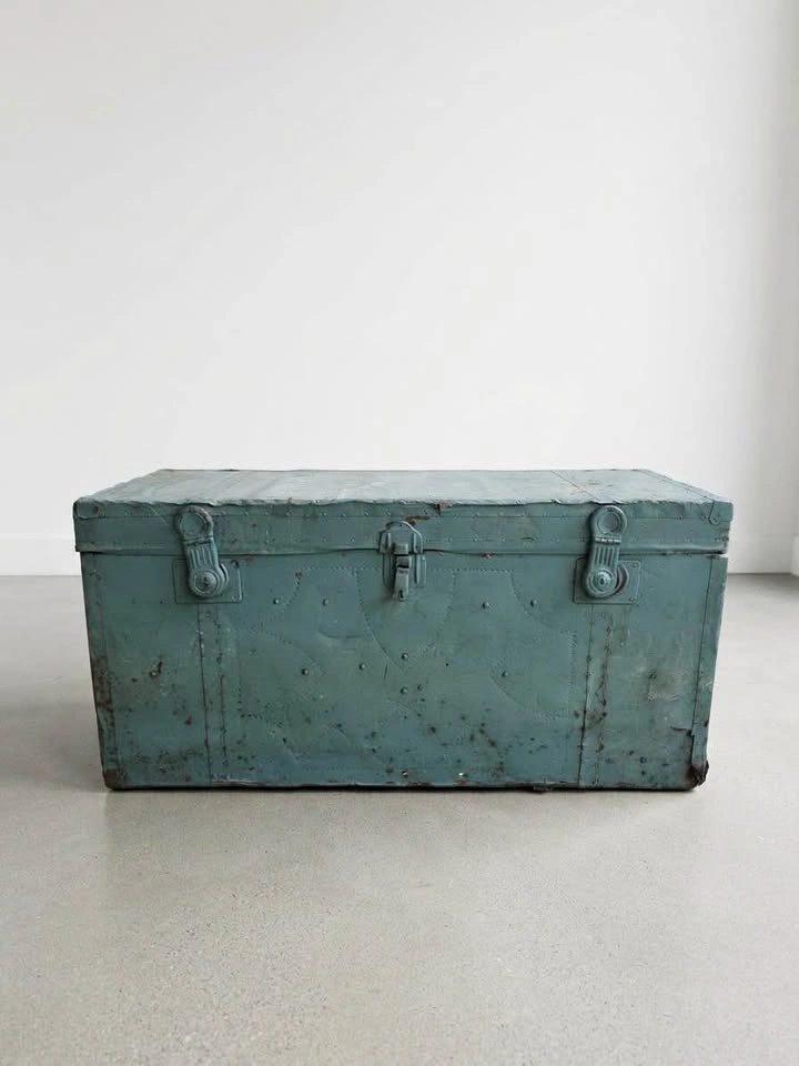 Vintage Mid Century Trunk – Blue Patina