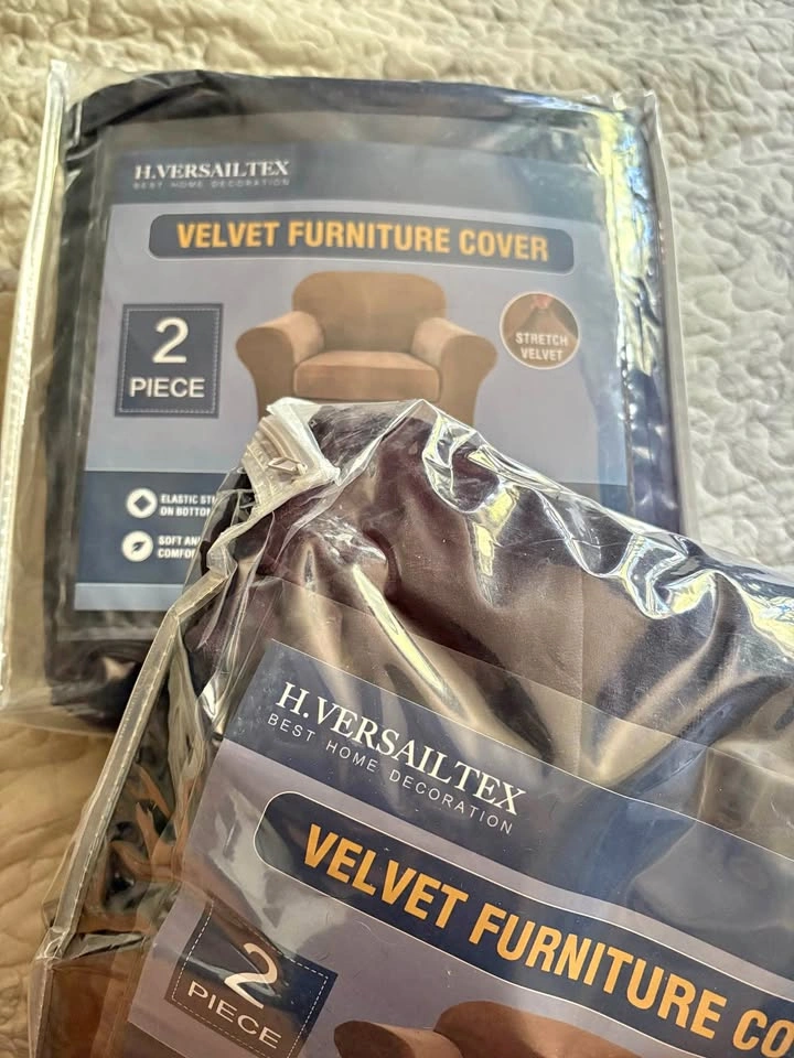 2 Piece Velvet Armchair Cover