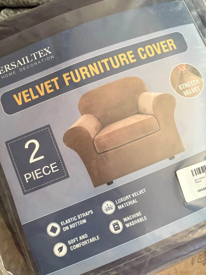 2 Piece Velvet Armchair Cover - photo 3