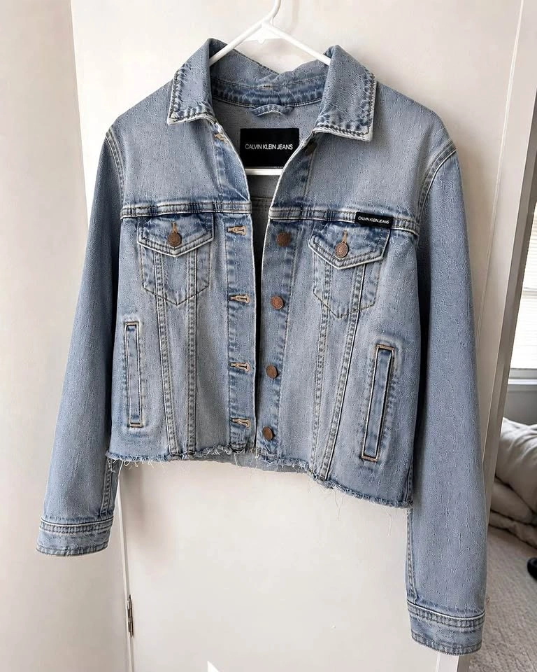 Calvin Klein Jeans Cropped Denim Jacket - Size XS
