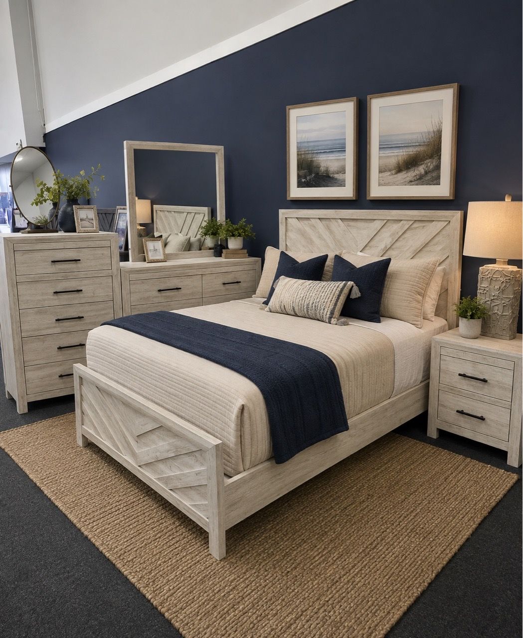 Whitewash Wood Bedroom Furniture Set