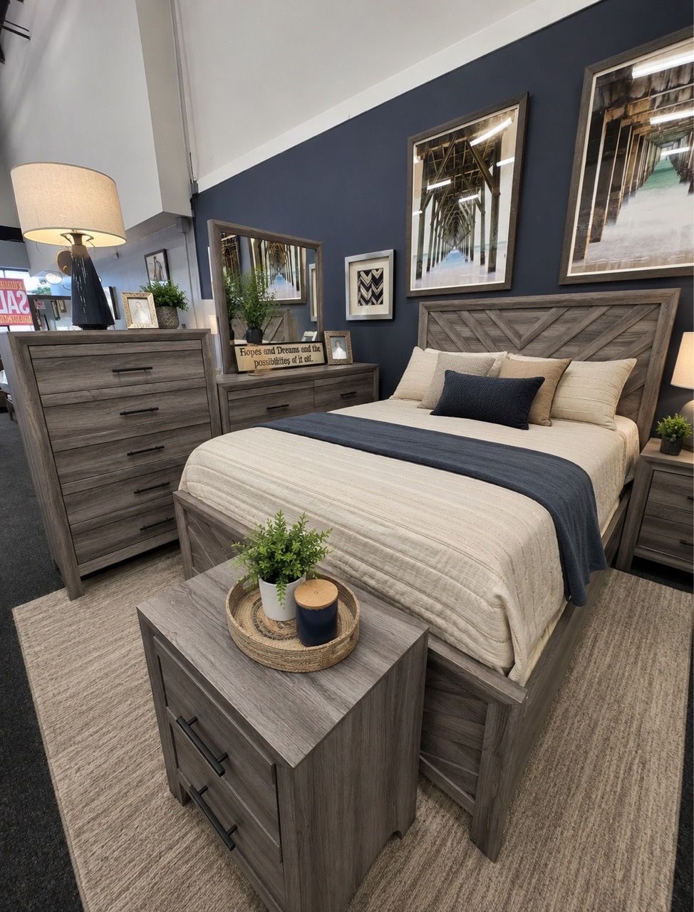 Gray Wood Bedroom Furniture Set
