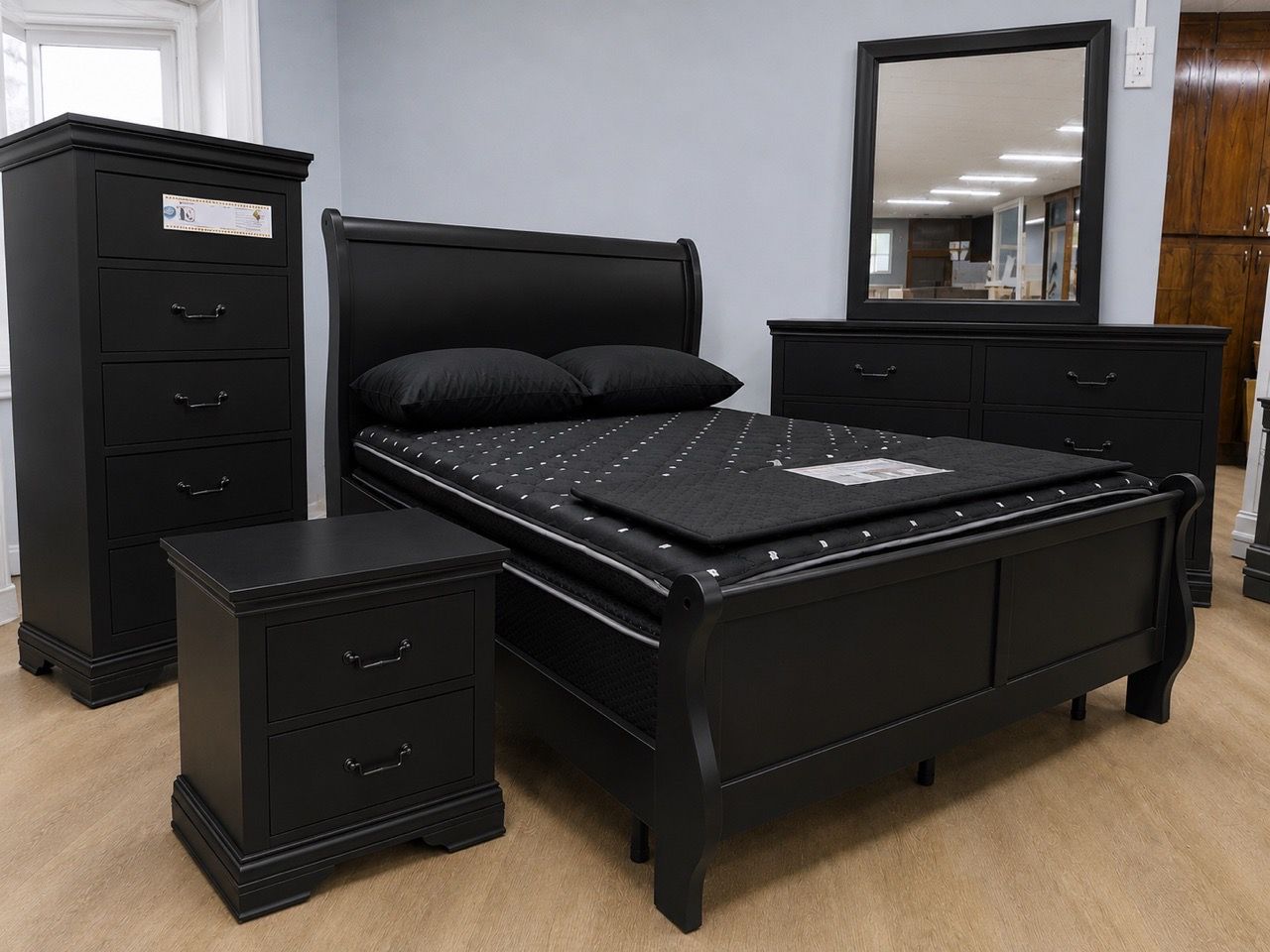 Black Sleigh Bedroom Set 5-Piece