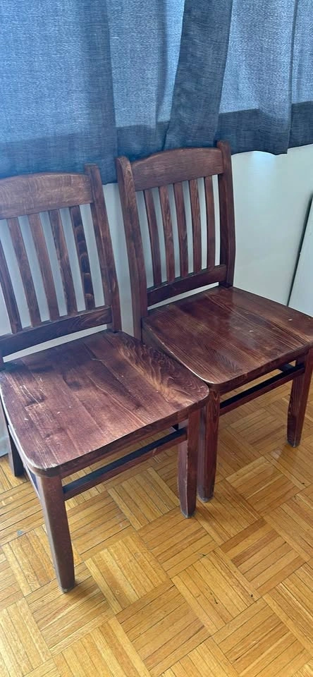 2 wooden chairs