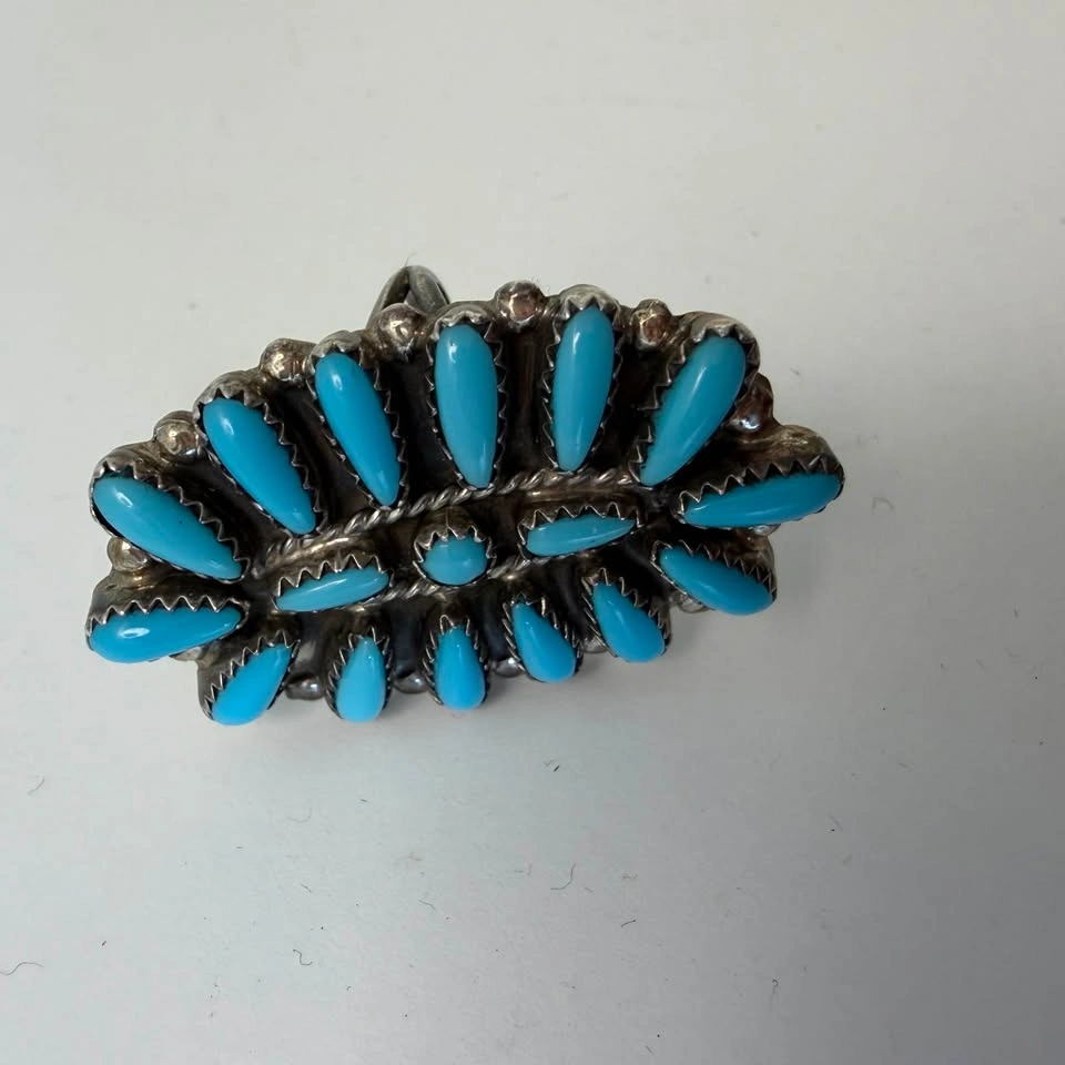 Sterling Silver Native American Turquoise Cluster Ring - photo 4