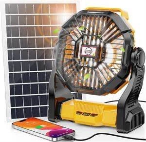 20000mAh Solar Powered Fan, 10W Solar Panel Portable Solar Fan