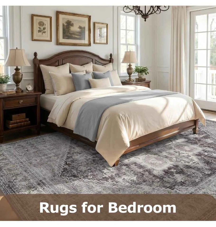 Brand new 6x9 Grey Vintage Area Rug - Soft & Machine Washable - photo 2