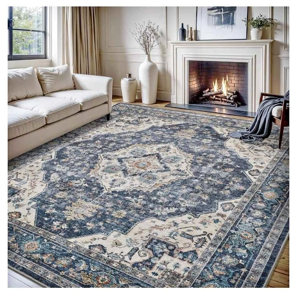 Brand new Vintage Blue Area Rug (6x9) – Machine Washable & Non-S