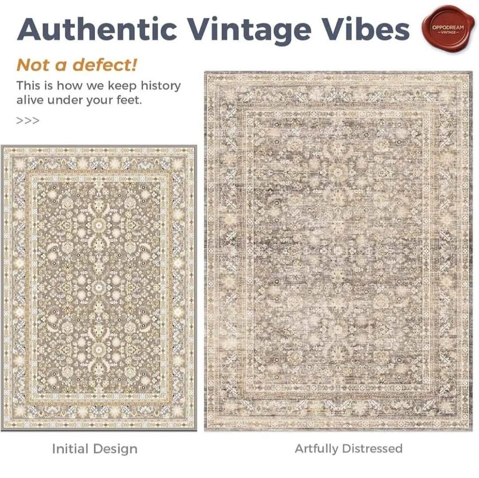 Brand new Vintage Beige Area Rug (6x9) – Washable & Non-Slip - photo 4