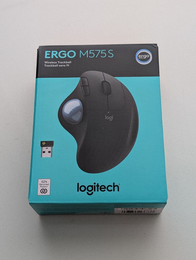 Logitech ERGO M575S Wireless Trackball Mouse (Black/Blue)