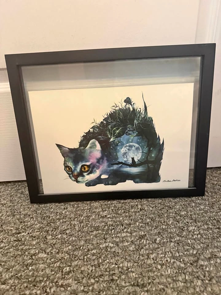 Watercolour surrealist print framed