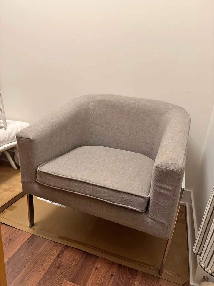 Armchair Grey Chrome Metal Frame