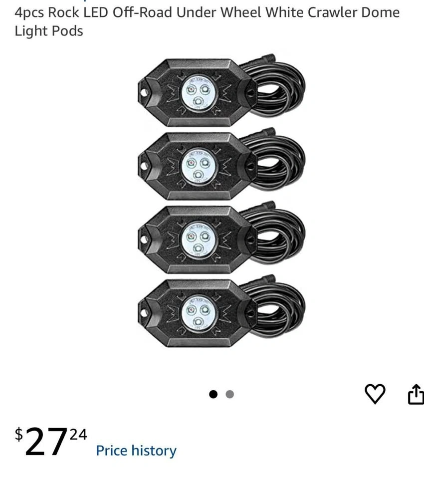 4pcs Rock LED Off-Road Under Wheel White Crawler Dome Light Pods