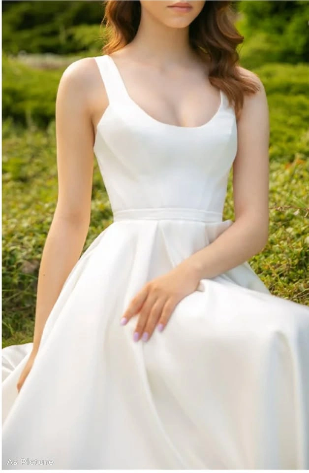 Simple Short Satin Wedding Dresses With Tea-Length (US 15w) - photo 2