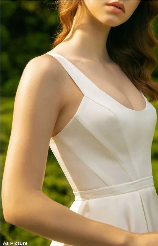 Simple Short Satin Wedding Dresses With Tea-Length (US 15w) - photo 3