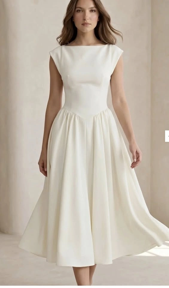 Brand New White Midi Dress – XL
